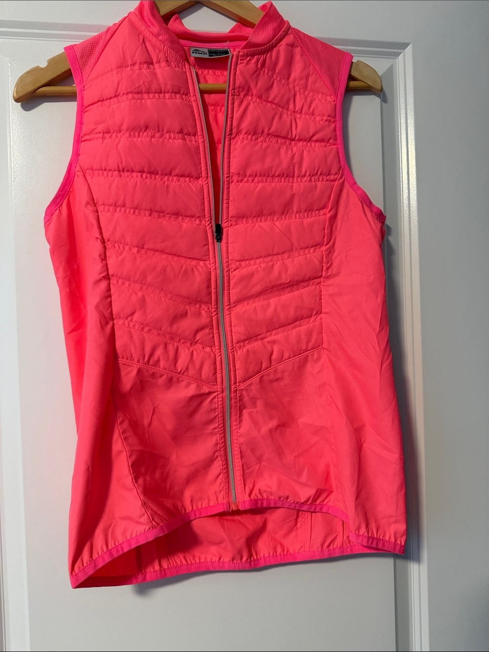 Neon Pink Quilted Zip Front Vest